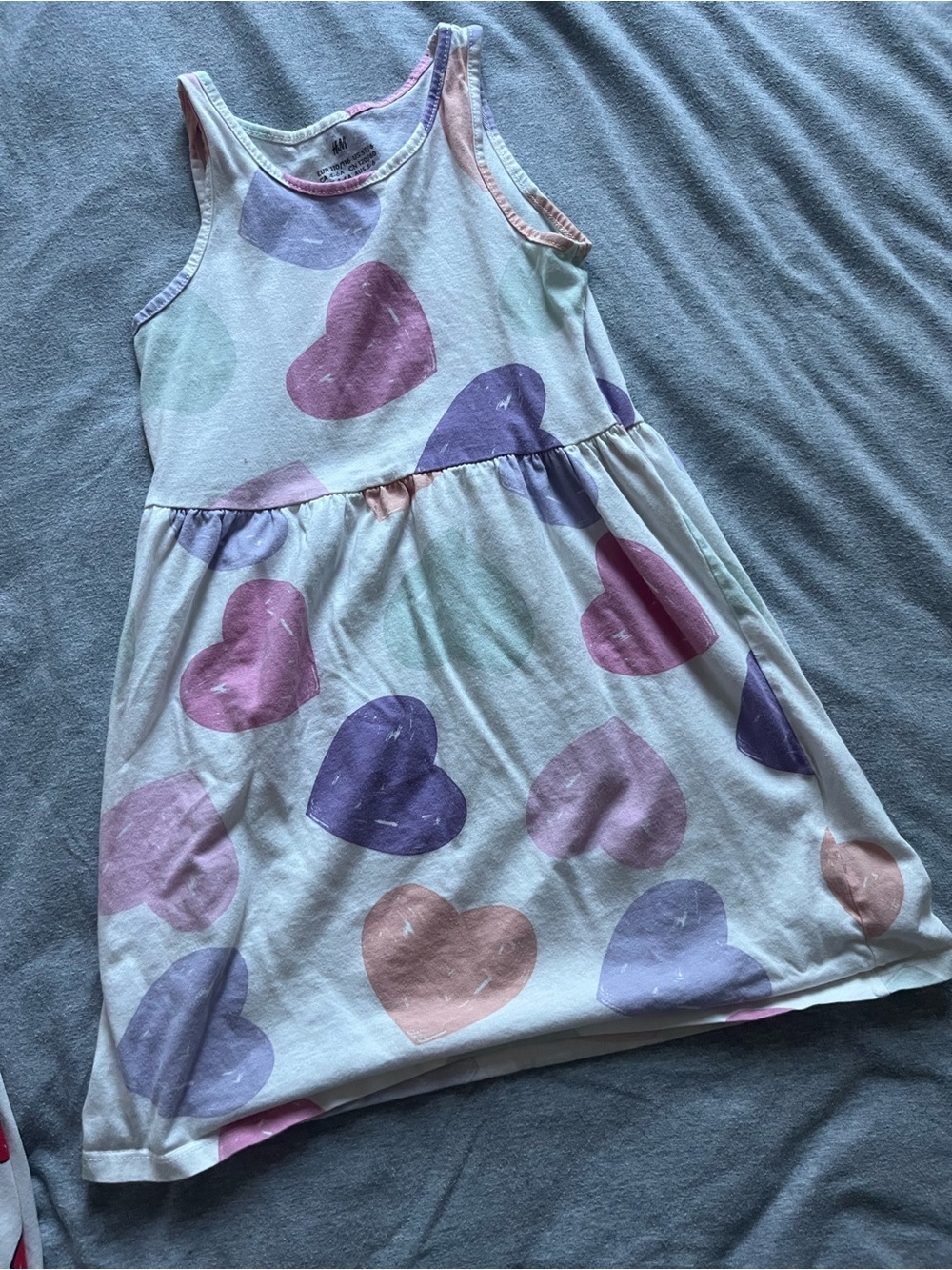H&M Girls Heart Print Tank Dress in Pastel Pink, Purple and Peach